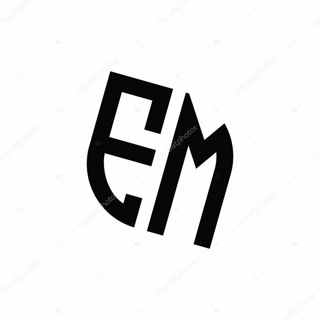 EM logo with geometric shape vector monogram design template isolated on white background