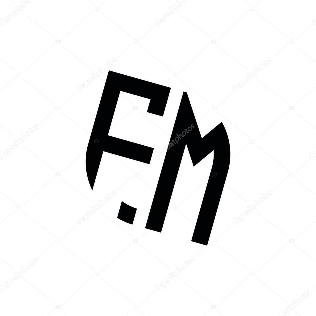 FM logo with geometric shape vector monogram design template isolated on white background