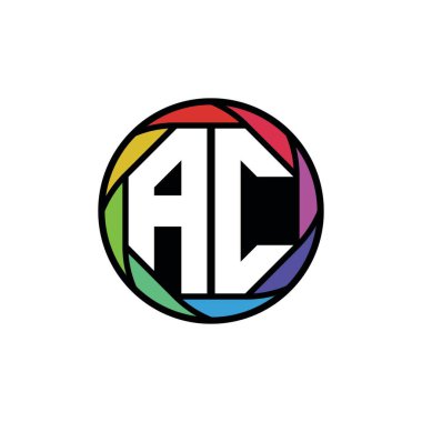 AC Monogram Logo Harfi Geometrik Polygonal lens gökkuşağı, geometrik daire yuvarlak biçim