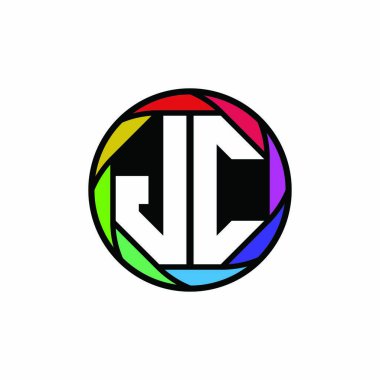 JC Monogram Logo Harfi Geometrik Polygonal lens gökkuşağı, geometrik daire yuvarlak şekil biçimi
