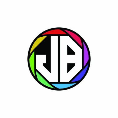 JB Monogram Logo Harfi Geometrik Polygonal lens gökkuşağı, geometrik daire yuvarlak şekil biçimi