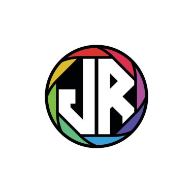 JR Monogram Logo Harfi Geometrik Polygonal lens gökkuşağı, geometrik daire yuvarlak şekil biçimi