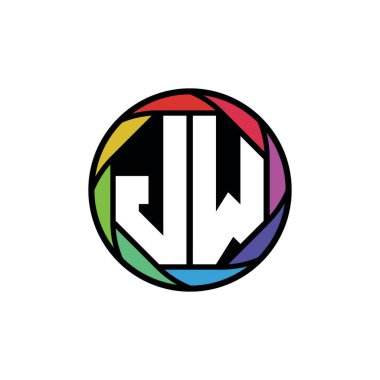 JW Monogram Logo Harfi Geometrik çokgen lens gökkuşağı, geometrik daire yuvarlak şekil biçimi