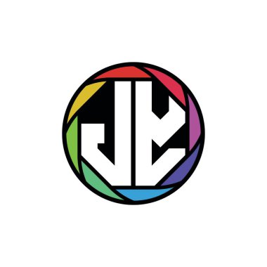 JY Monogram Logo Harfi Geometrik çokgen lens gökkuşağı, geometrik daire yuvarlak şekil biçimi