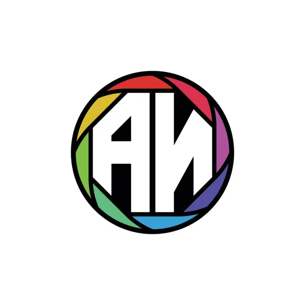 Monogram Logo Letra Geométrica Lente Poligonal Arco Iris Círculo Geométrico — Vector de stock