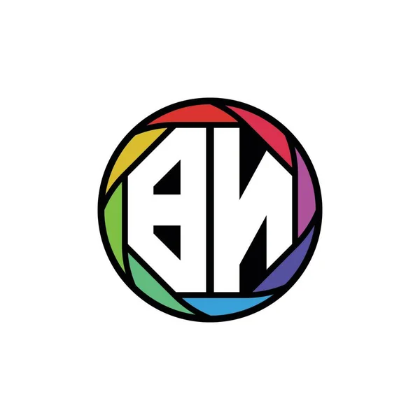 Monogram Logo Letra Geométrica Lente Poligonal Arco Iris Círculo Geométrico — Vector de stock