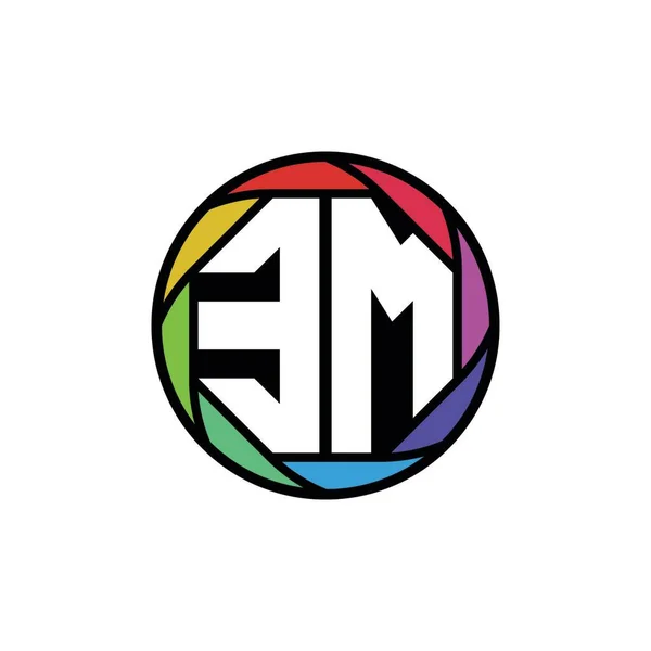 Monograma Logo Letra Geométrica Lente Poligonal Arco Iris Círculo Geométrico — Vector de stock