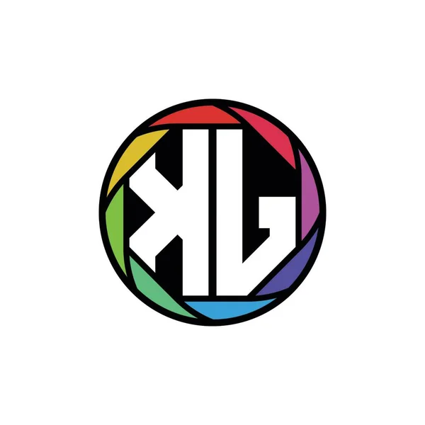 Logo Monogram Letter Lente Geometrica Poligonale Arcobaleno Cerchio Geometrico Stile — Vettoriale Stock