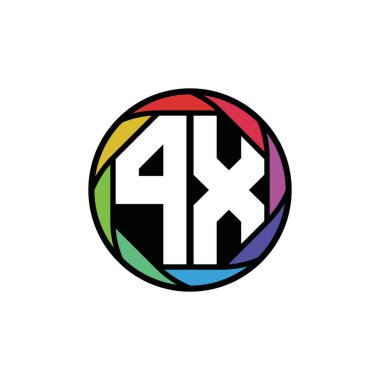 PX Monogram Logo Harfi Geometrik Polygonal lens gökkuşağı, geometrik daire yuvarlak şekil biçimi