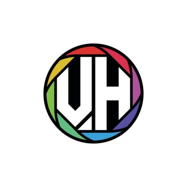 VH Monogram Logo Harfi Geometrik Polygonal lens gökkuşağı, geometrik daire yuvarlak şekil biçimi