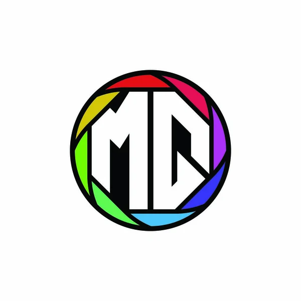 Monograma Logo Letra Geométrica Lente Poligonal Arco Iris Círculo Geométrico — Vector de stock