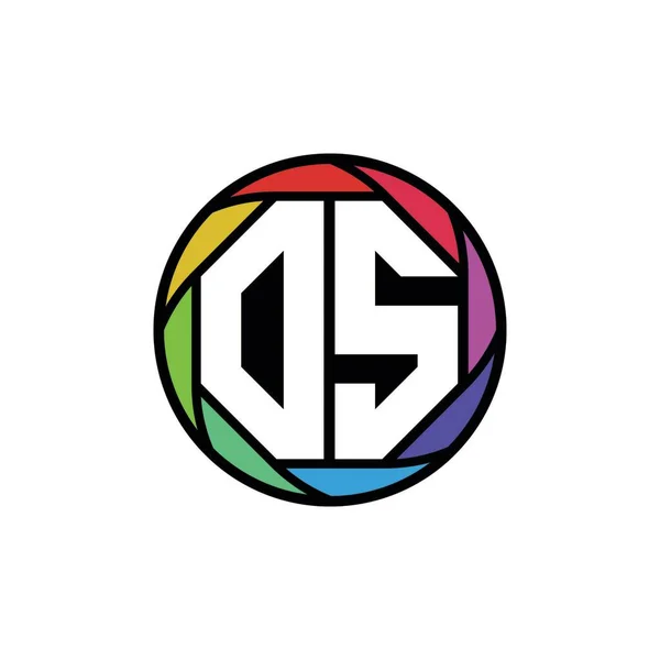Logo Monogram Letter Lente Geometrica Poligonale Arcobaleno Cerchio Geometrico Stile — Vettoriale Stock