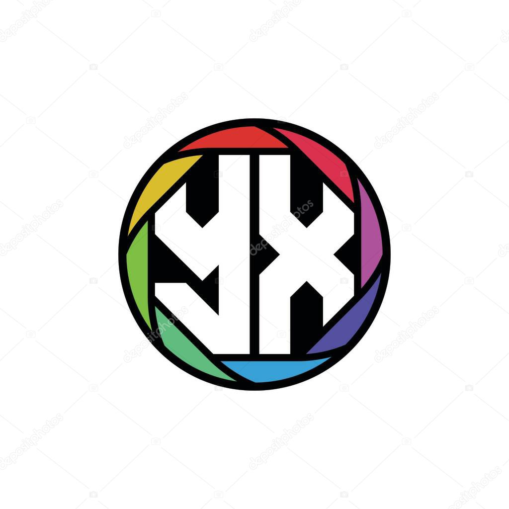 YX Monogram Logo Letter Geometric Polygonal lens rainbow, geometric circle rounded shape style
