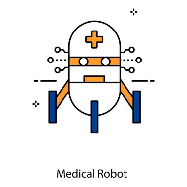 Tıbbi Robot Simgesi Gelişmiş Sağlık Hizmeti Otomasyonu ve Akıllı Tıbbi Teknoloji Temsilcisi