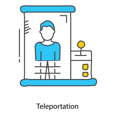 Işınlama Simgesi Gelecekteki Taşımacılık Konseptleri için Kuantum Enerjisi Aktarım Portali Resmediyor