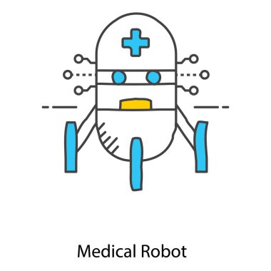 Sağlık hizmetleri otomasyon sistemleri için Tıbbi Robot Simgesi Akıllı Robot Teknolojisi İllüstrasyonu