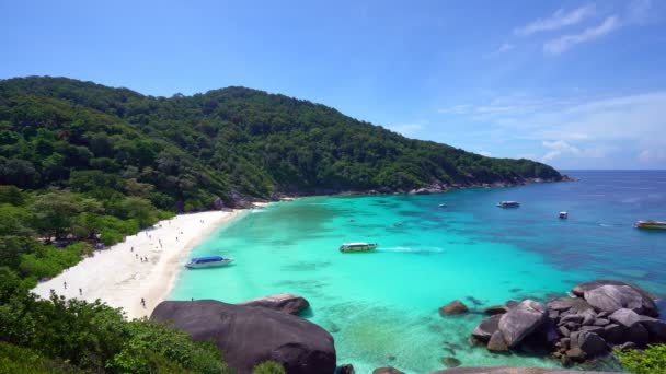 Mooi Tropisch Zandstrand Natuur Uitzicht Zee Bij Similan Islands November — Stockvideo