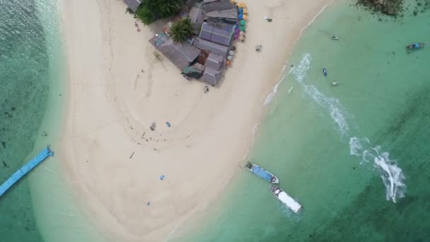 Aerial View Drone Videó Amazing Kis Sziget Gyönyörű Trópusi Homokos — Stock videók