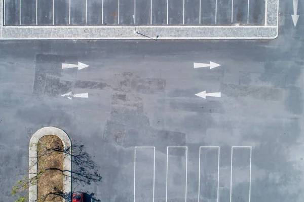 Fotografia Aérea Lugares Estacionamento Com Monte Carros Parque — Fotografia de Stock