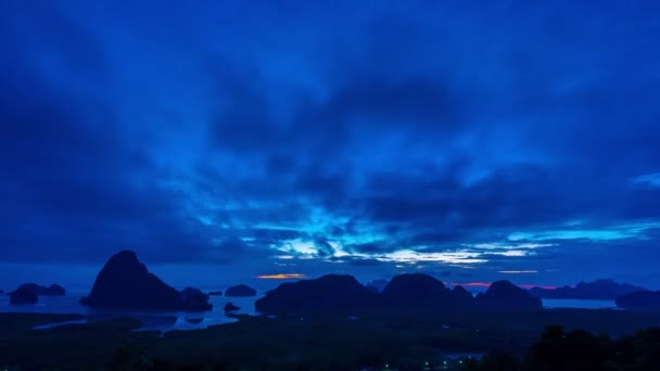 Prachtige Wolken Stromen Zonsopgang Hemel Time Lapse Samet Nanghe Beroemde — Stockvideo