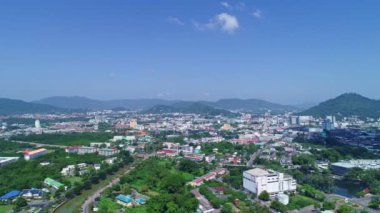 Fok şehri Tayland üzerinde uçan insansız hava aracı görüntüsü