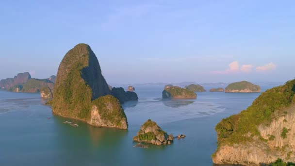 Luchtfoto Drone Video Prachtige Samet Nangshe Uitkijkpunt Phang Nga Bay — Stockvideo