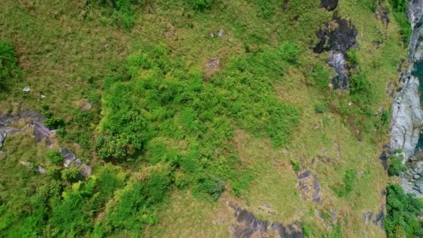 Antenna Nézet Top Drone Shot Beautiful Mountain Tropical Sea Surface — Stock videók