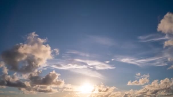 Time Lapse Beautiful Blue Sky White Cloud Flow Summer Season — 비디오