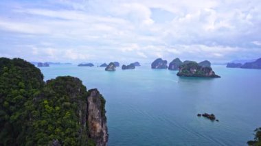 Koh Hong adası Güzel manzara manzarası Krabi vilayetinde 360 derece turkuaz su içinde güzel takımada doğa manzarası