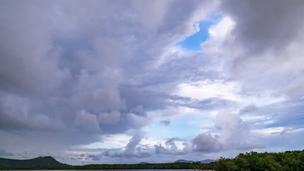 Tempo Lapso Belo Mar Céu Hora Verão Espaço Azul Céu — Vídeo de Stock