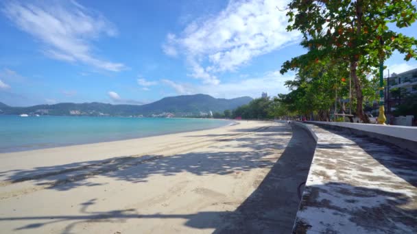Empty Beach Tropical Sea Scenic Patong Beach Phuket Thailand Blue — стокове відео