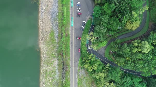 Bovenaanzicht Bovenaanzicht Drone Shot Van Bangwad Dam Phuket Thailand — Stockvideo