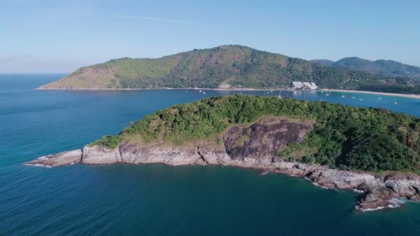 Vista Aérea Drone Vídeos Incrível Pequena Ilha Belo Mar Tropical — Vídeo de Stock