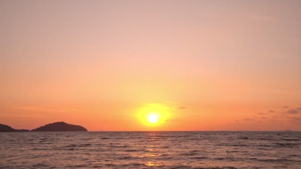 Golden Sunset Sunrise Sea Video Amazing Sun Touching Horizon Red — Stok Video