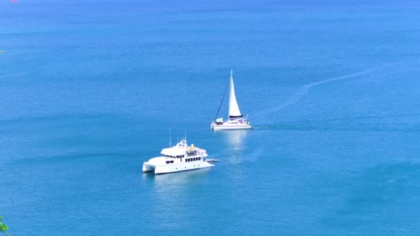 Yacht Boat Barca Lusso Mare Tropicale Phuket Isola Thailandia Lusso — Video Stock