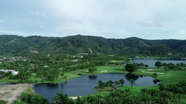 Vista Aerea Top Del Campo Golf Verde Thailandia Bella Erba — Video Stock