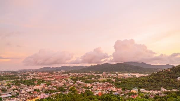 Time Lapse Felhők Áramló Este Égbolt Felett Épületek Phuket City — Stock videók