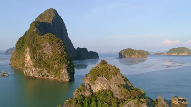 Luchtfoto Drone Video Prachtige Samet Nangshe Uitkijkpunt Phang Nga Bay — Stockvideo
