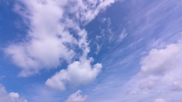 Time Lapse Blauwe Lucht Witte Wolken Bij Mooi Weer Day — Stockvideo