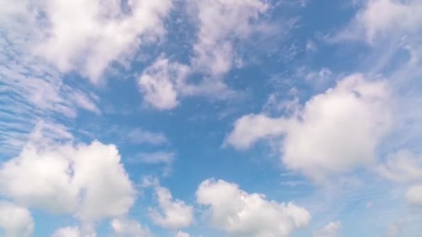 時間の経過天気の良い日の雲の中の青い空白い雲時間の経過夏の青い空の映像青い空の自然背景に流れる白い雲コンセプト自然と環境の背景 — ストック動画