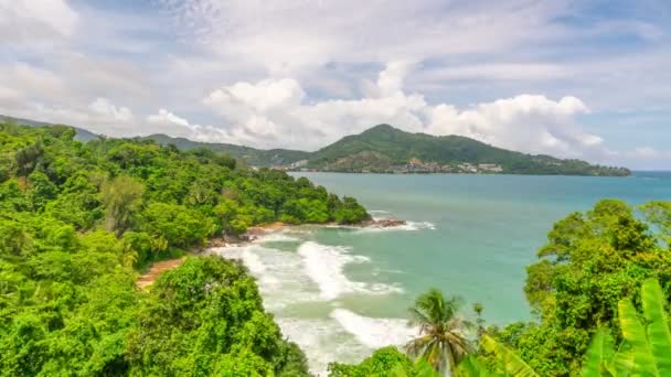 Zeitraffer Sommerhintergrund Auf Der Paradiesischen Insel Phuket Mit Waldbäumen Und — Stockvideo