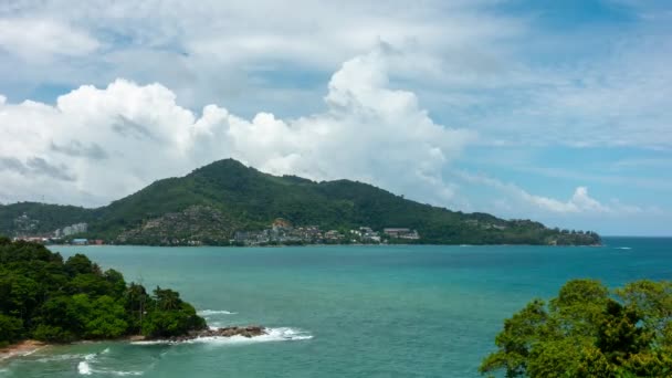 Zeitraffer Sommerhintergrund Auf Der Paradiesischen Insel Phuket Mit Waldbäumen Und — Stockvideo