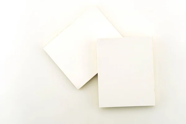 Top Pohled Obchodní Objekty Bílého Papíru Papíře Izolované Bílém Pozadí — Stock fotografie