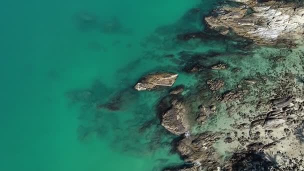 Повітряний Вид Дивовижне Бірюзове Море Красивий Тропічний Пляж Top View — стокове відео