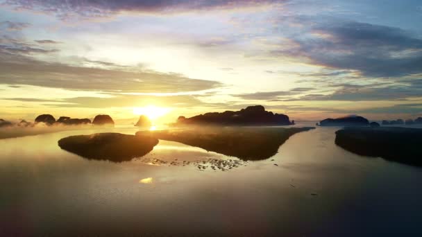 Drone Vliegen Zee Zonsondergang Avonds Tijdamazing Natuur Uitzicht Landschap Prachtig — Stockvideo