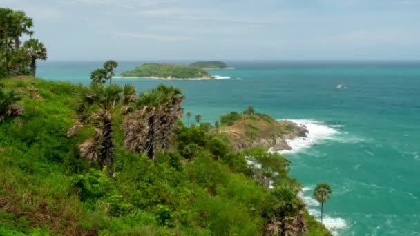 Timelapse Grande Onda Laem Promthep Cabo Phuket Famous Ponto Vista — Vídeo de Stock