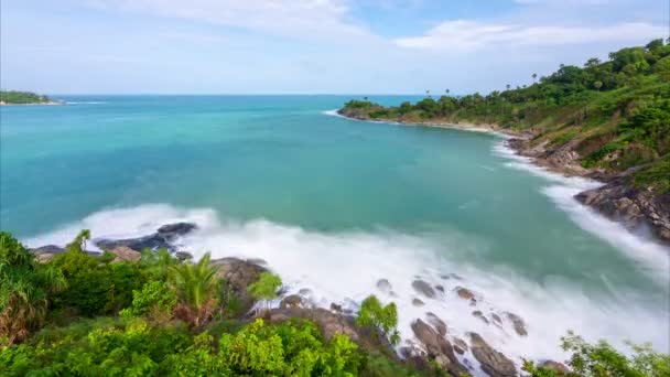 Timelapse Big Wave Laem Promthep Cape Phuket Famous View Point — Wideo stockowe