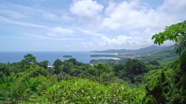 Phuket Punto Vista Kata Spiaggia Karon Spiaggia Kata Noi Spiaggia — Video Stock