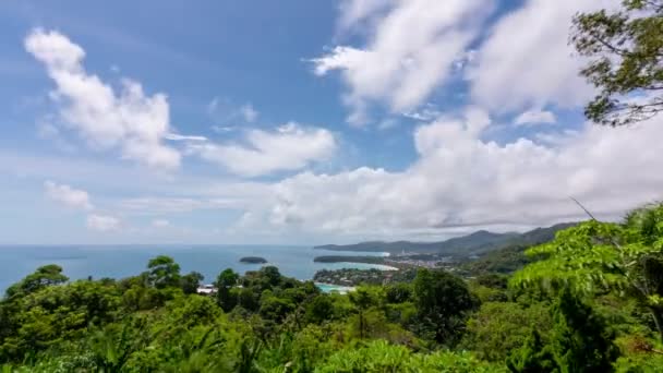 时间飞逝的普吉观点 卡塔海滩 卡隆海滩和卡塔诺伊海滩 流行的地标性旅游 泰国南部的普吉观点美丽的旅行和旅游背景 — 图库视频影像