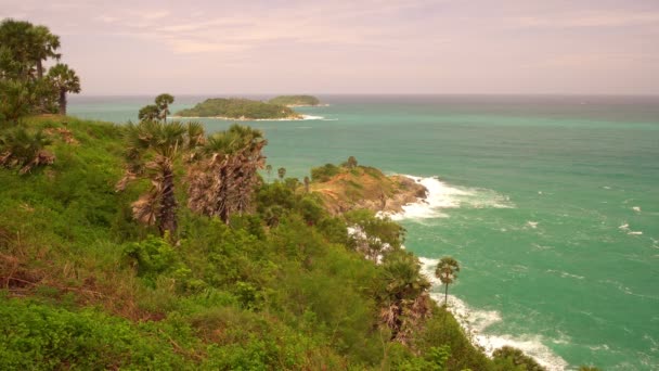 Vackra Laem Promthep Cape Phuket Berömd Utsiktsplats Naturskönt Område För — Stockvideo